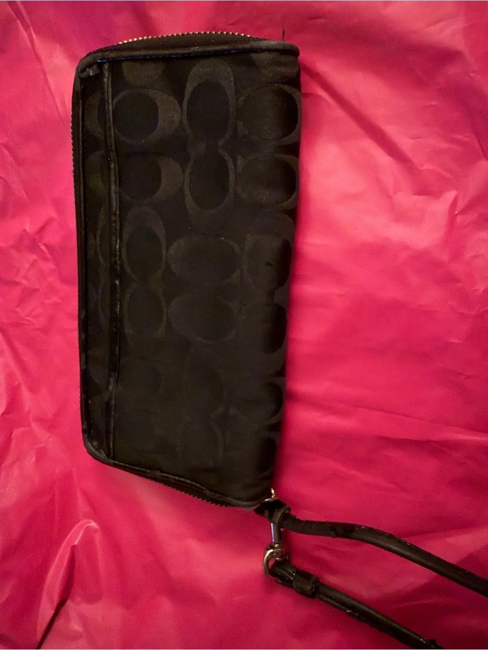Coach Black Signature Wristlet Wallet - Good Used Condition